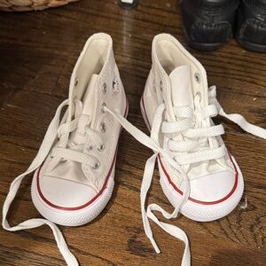 Kids' White and Red High-Top Sneakers